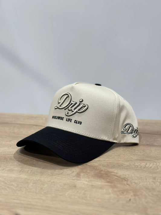 CAP DRIP WORDLWIDE CREAM AND BLACK