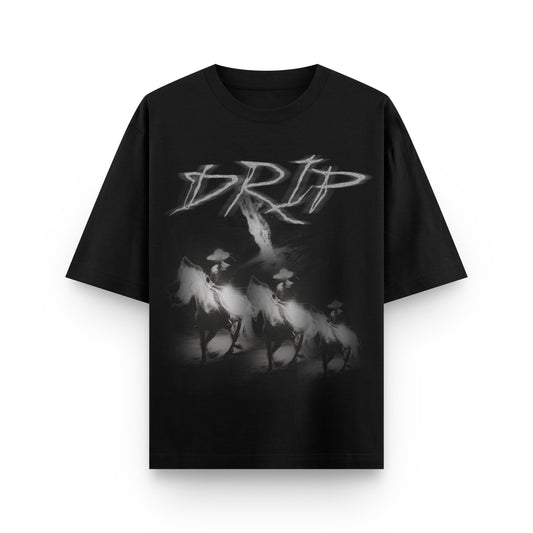 6110005 TEE DRIP HORSE BLACK